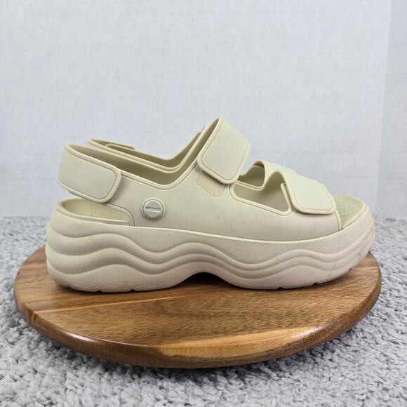 Crocs Skyline White Vanilla Double Strap Ankle Y2K Platform Square Toe Sandals - Picture 5 of 16